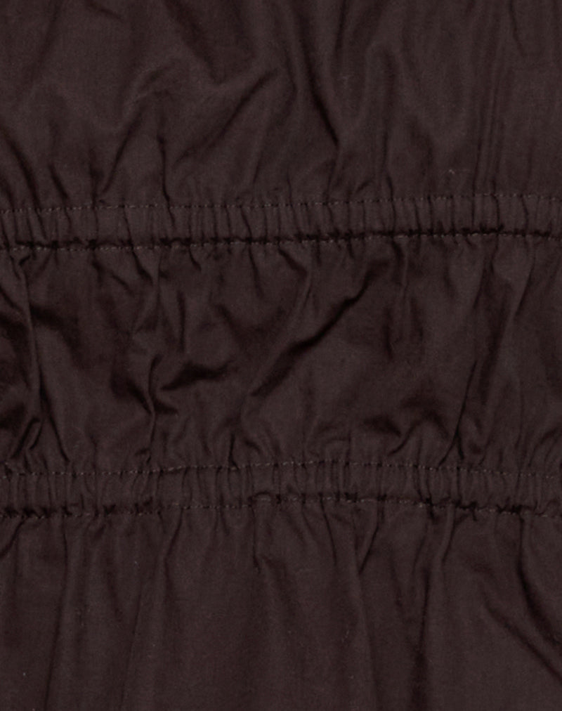 Chibi Ruched Tie Top in Bitter Chocolate