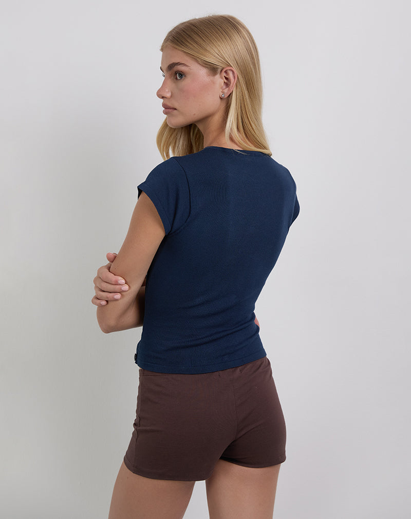 Elyra Asymmetric Top in Knit Navy