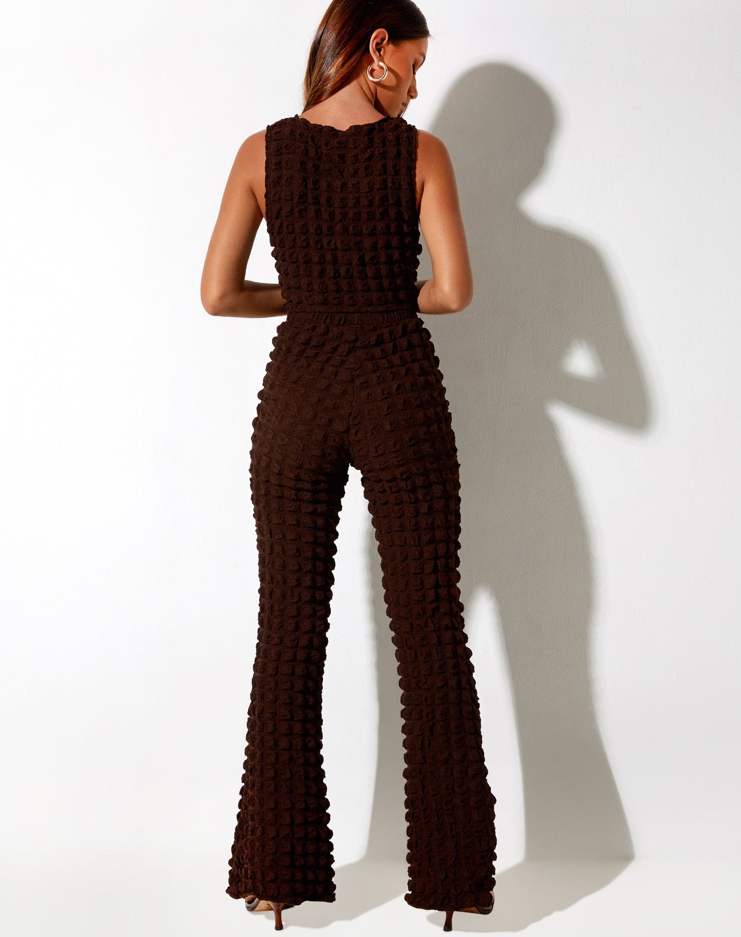 Neno Crop Top in Bubble Jersey Brown