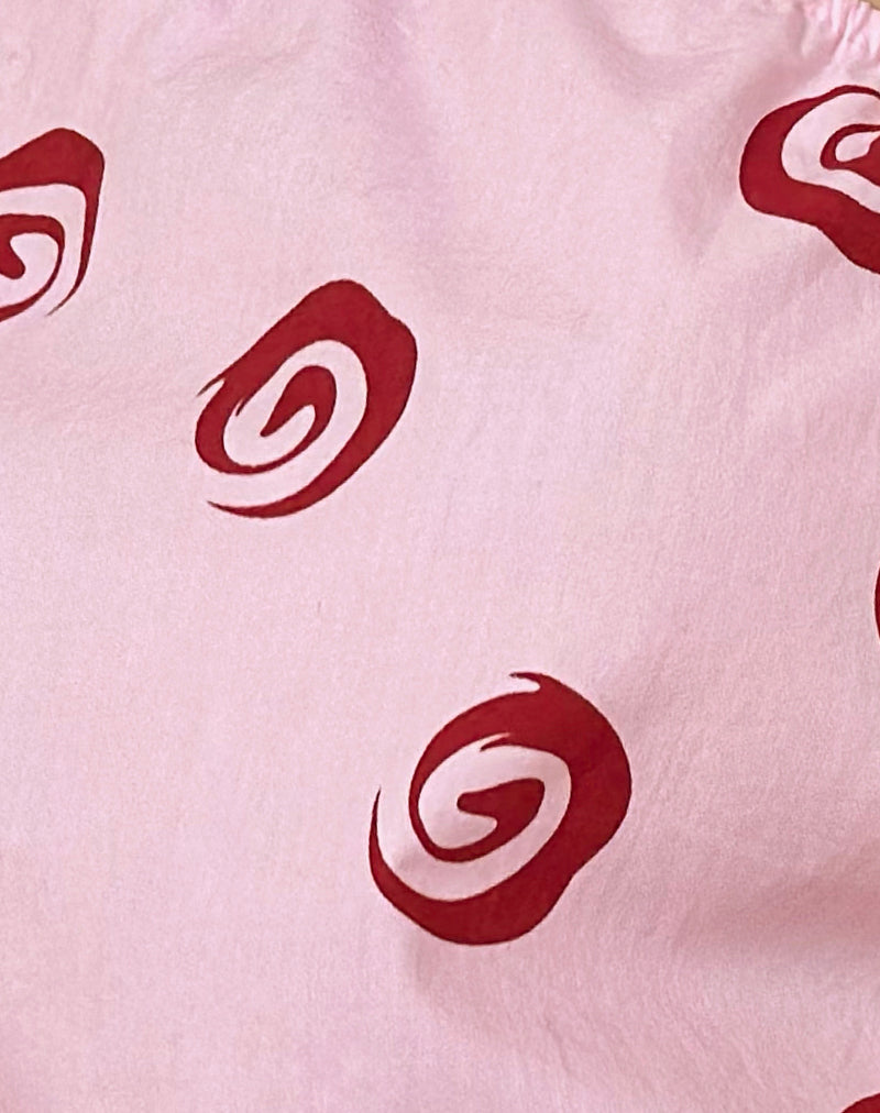 Phire One Shoulder Top in Poplin Swirl Pink