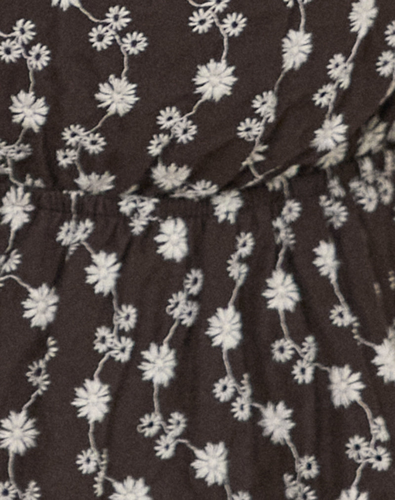 Rolia Tie Front Top in Floral Broderie Brown