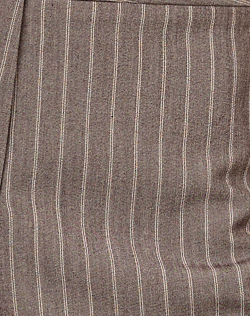 Sarun Longline Short in Pinstripe Brown