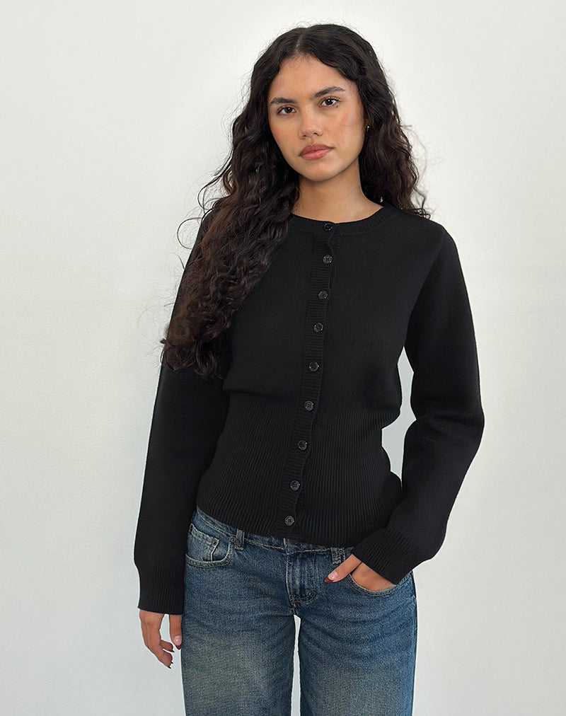 Subra Long Sleeve Cardigan in Black