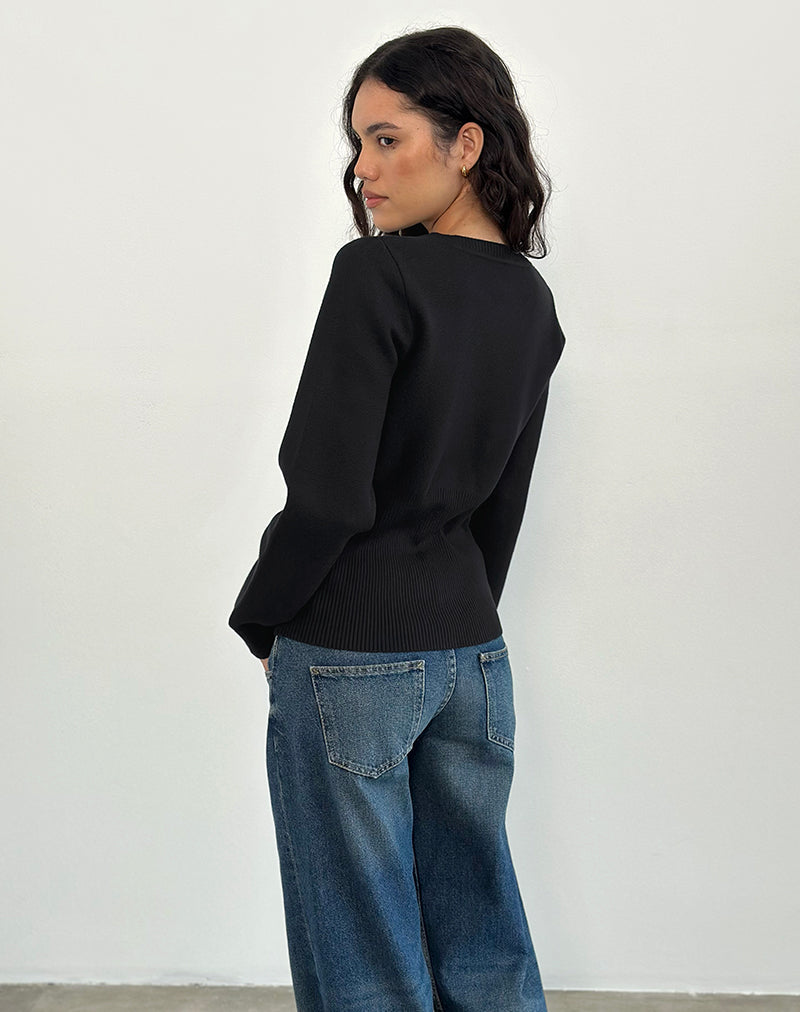 Subra Long Sleeve Cardigan in Black