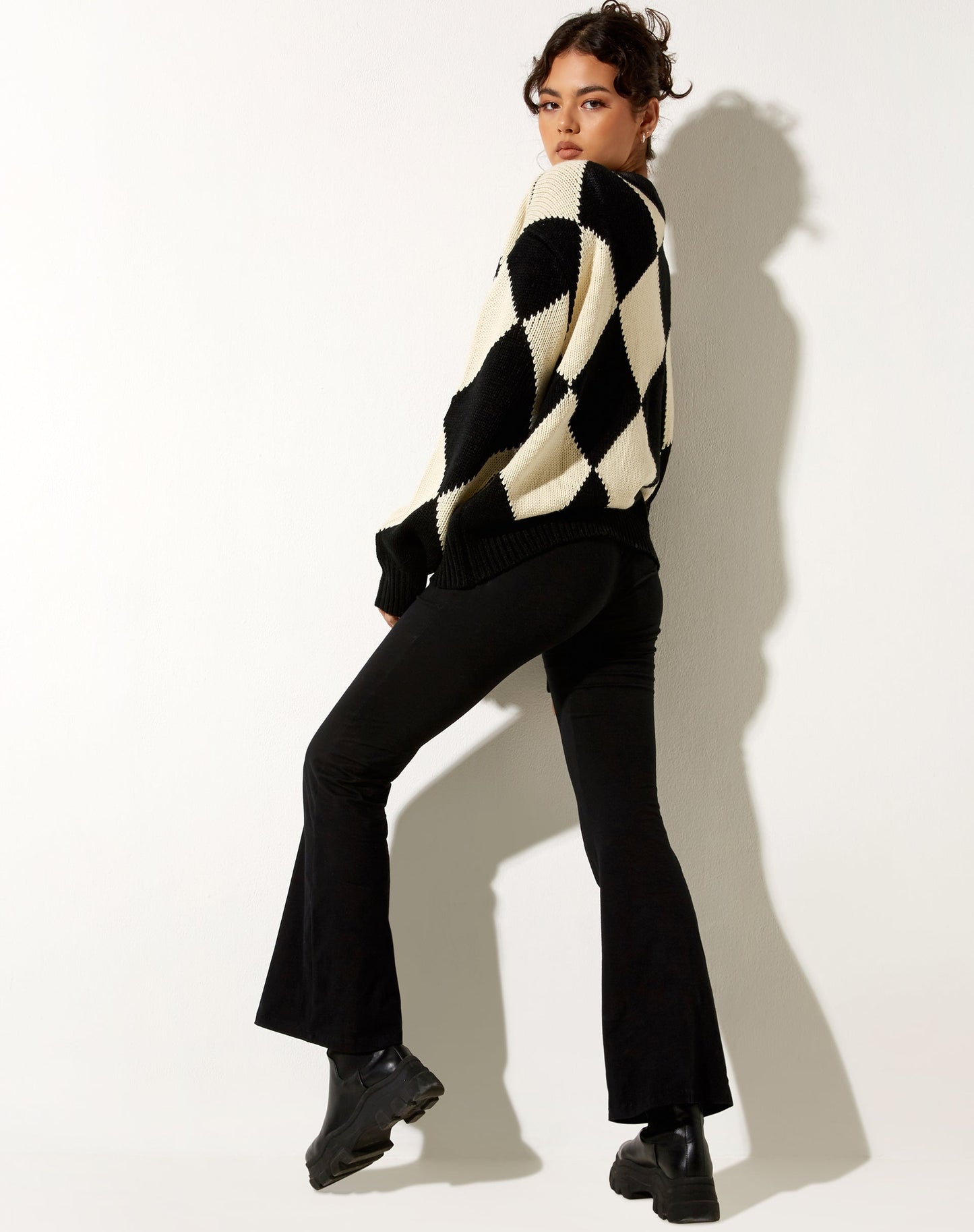 Uriela Cardigan in Harlequin Black and Off White