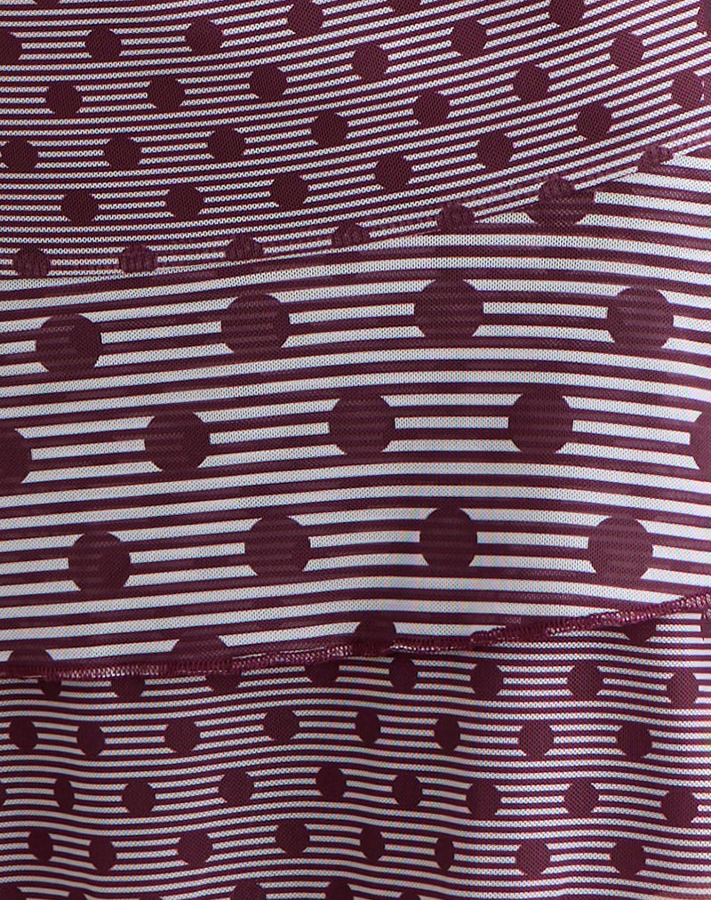 Gayani Ruffle Skirt in Stripe Polka Plum