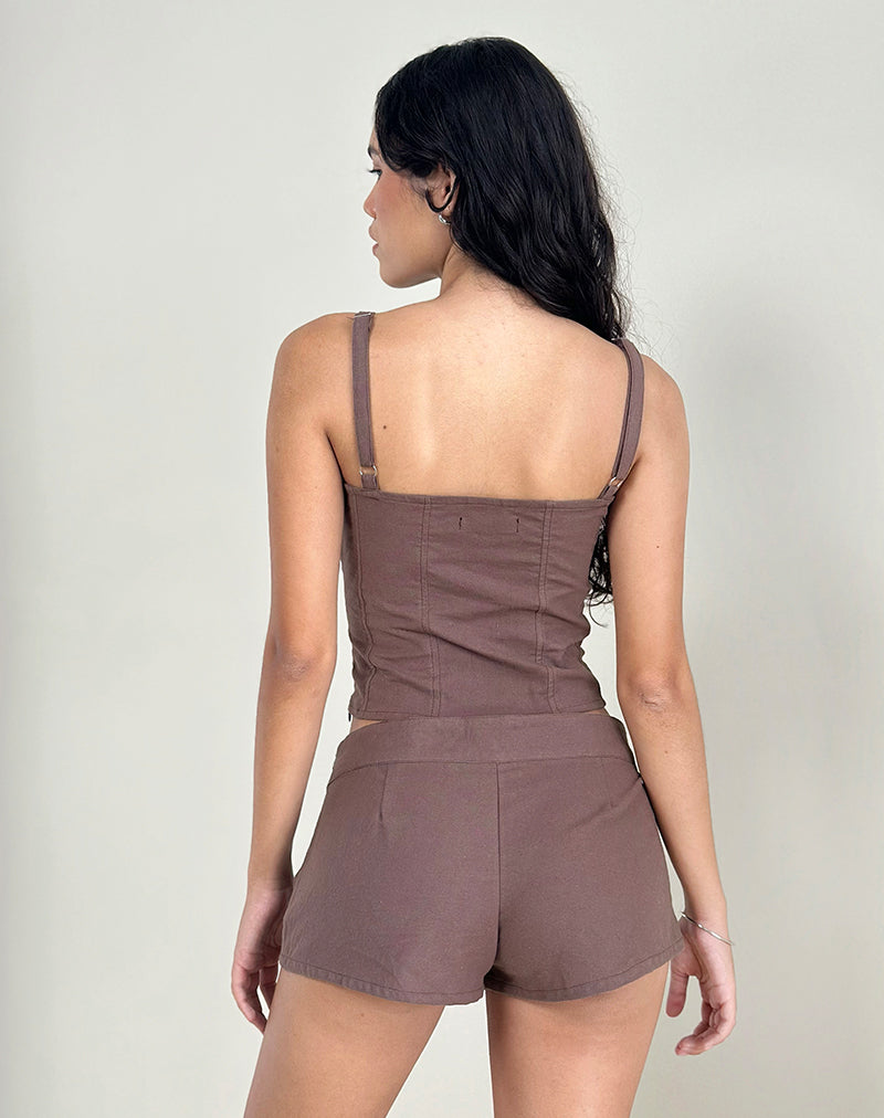 Kamden Cami Top in Linen Deep Taupe