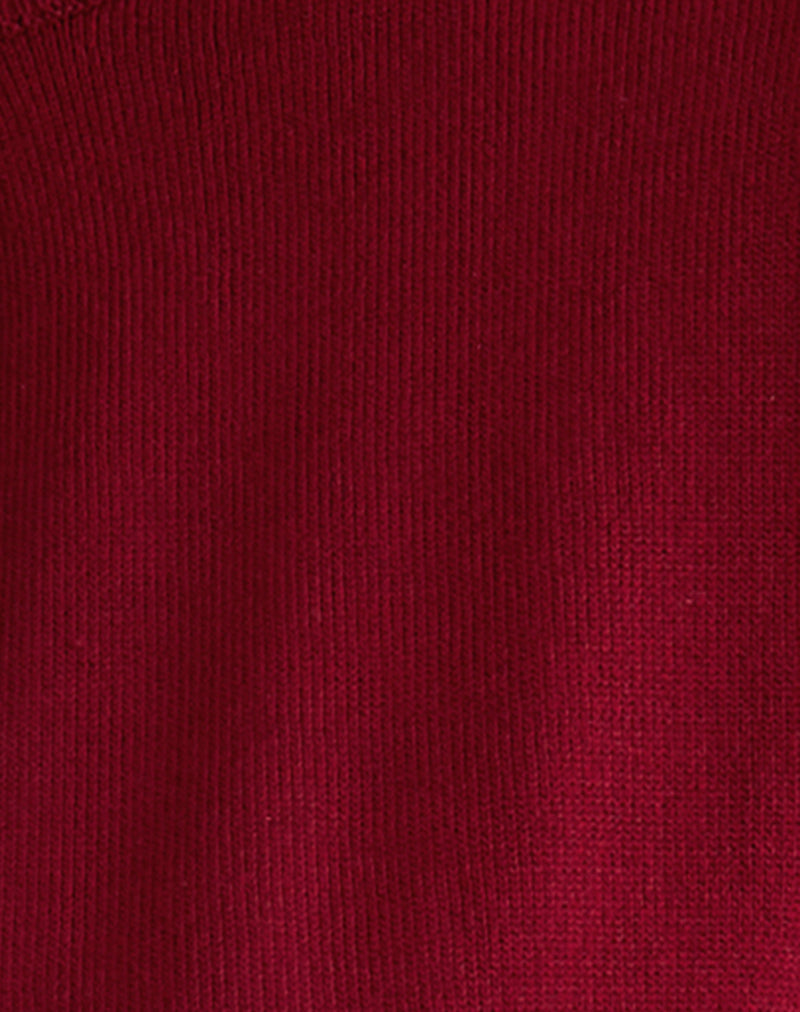 Nuha Cropped Cardigan in Burgundy