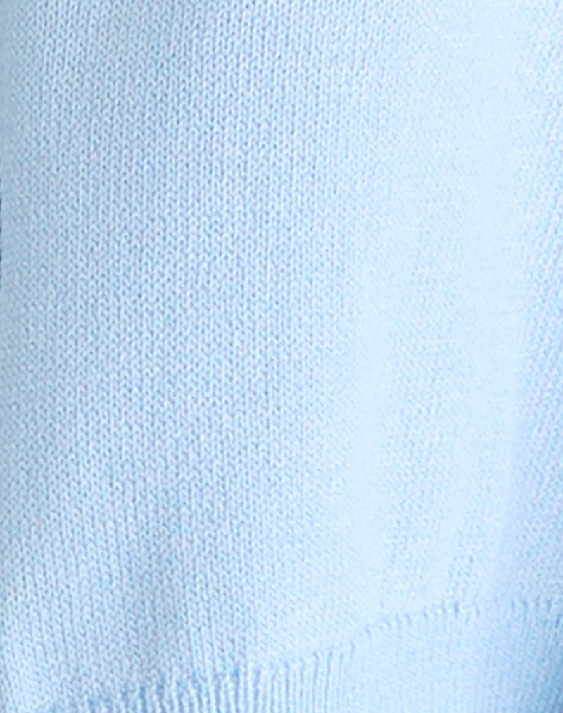 Nuha Ribbed Cropped Cardigan in Blue