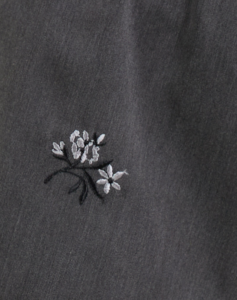 Rata Shorts in Floral Embroidered Charcoal