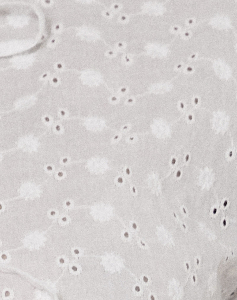 Sewindu Tie Front Long Sleeve Top in Broderie Ivory