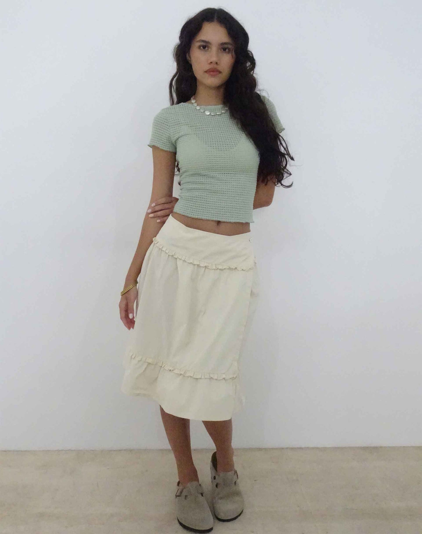 XIWANG TOP SAGE TEXTURED CROCHET