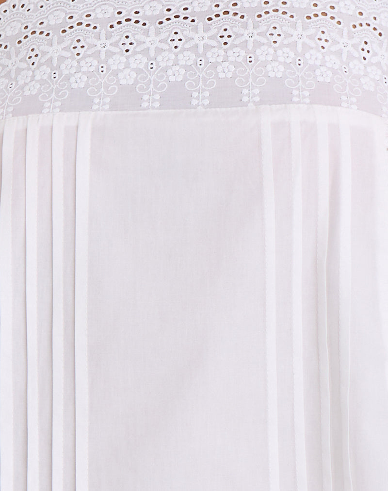 Yoshiko Brodierie Trim Mini Dress in White